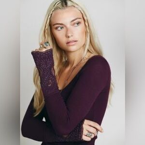 We the Free people lovely lady cuff thermal waffle top